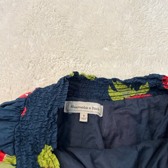 Abercrombie & Fitch Mini Skirt Y2k Floral Elastic Waist Skater Logo Layered Sz S - Picture 3 of 8
